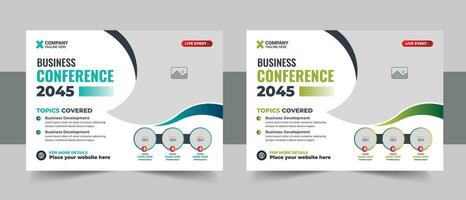 creatieve zakelijke conferentie flyer of webinar horizontale flyer en uitnodiging banner ontwerp vector