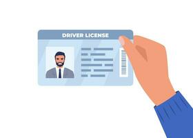 auto bestuurder licentie in hand. menselijk hand- Holding de ID kaart kaart. vector illustratie.