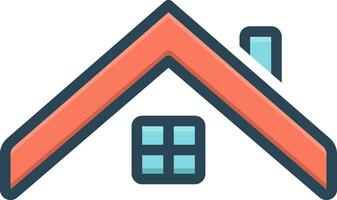 kleur icoon voor dak vector