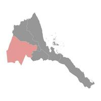 Jaap blaffen regio kaart, administratief divisie van eritrea. vector illustratie.