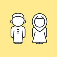 Arabisch kinderen lijn icoon. moslim jong mensen avatar. vector