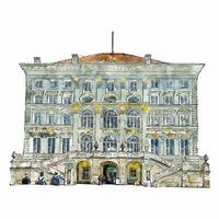 schloss nimfenburg München waterverf hand- getrokken illustratie geïsoleerd Aan wit achtergrond vector