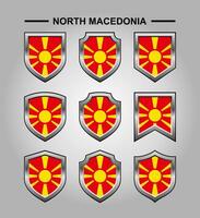 noorden Macedonië nationaal emblemen vlag met luxe schild vector