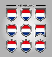 Nederland nationaal emblemen vlag met luxe schild vector