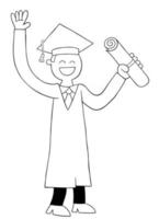 cartoon student afgestudeerd en met diploma, vectorillustratie vector