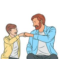 vrij vector illustratie van vader en zoon high-fiving
