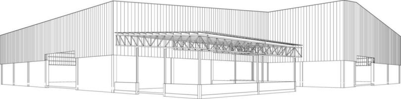 3d illustratie van industrieel gebouw vector