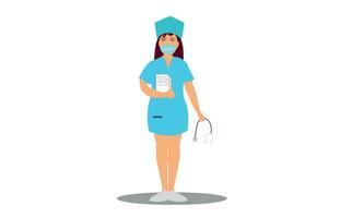 vrouw vrouw verpleegster karakter presenteren iets geïsoleerd vector illustratie