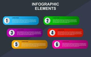 infographic sjabloon ontwerp met 6 stappen. infographic ontwerp voor presentaties, spandoeken, infografieken en posters vector