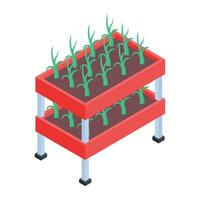 aeroponic bed icoon in isometrische stijl vector