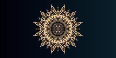 luxe sier mandala ontwerp achtergrond in gouden kleur vector