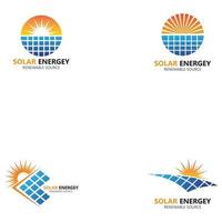 zonnepaneel elektriciteit hernieuwbare energie vector logo sjabloon instellen