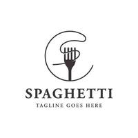 Italiaans spaghetti logo sjabloon ontwerp met vork en pasta. logo voor restaurant, bedrijf en culinair. vector