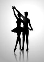 silhouetillustratie van een dansend paar ballet vector