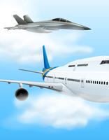 Commerciële vliegtuigen en straaljager vector