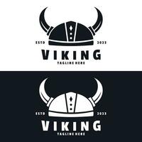 hand- getrokken viking hoofd helm logo sjabloon vector