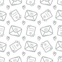 schattig naadloos liefde patroon met enveloppen, post- brieven vector