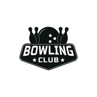 bowling bal logo ontwerp wijnoogst retro stijl vector