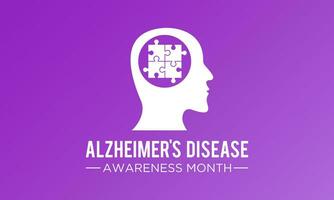 de ziekte van Alzheimer ziekte bewustzijn maand is opgemerkt elke jaar in november. vector sjabloon voor banier, groet kaart, poster met achtergrond. vector illustratie.