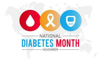 diabetes bewustzijn maand is opgemerkt elke jaar in november. november is diabetes bewustzijn maand. vector sjabloon voor banier, groet kaart, poster met achtergrond. vector illustratie.