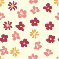 bloemen wijnoogst naadloos patroon. hippie bloem macht retro textiel afdrukken. groovy botanisch behang vector