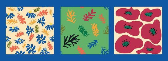 modern modieus matisse bloem minimaal stijl. reeks van 3 matisse geïnspireerd muur kunst affiches, brochure, folder Sjablonen vector