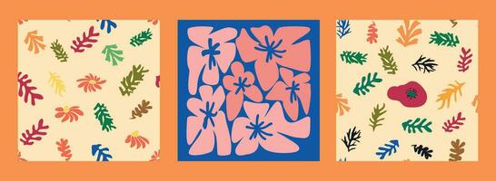 modern modieus matisse bloem minimaal stijl. reeks van 3 matisse geïnspireerd muur kunst affiches, brochure, folder Sjablonen vector