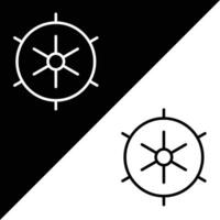 schip wiel vector icoon, schets stijl icoon, van avontuur pictogrammen verzameling, geïsoleerd Aan zwart en wit achtergrond.