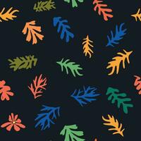 blauw matisse bloemen patroon, scheef bladeren en rood bloemen. vector