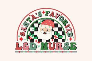 santa's favoriete verpleegsters Kerstmis retro typografie t-shirt ontwerp vector