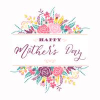 Happy Mothers Day belettering wenskaart met bloemen. vector