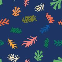 blauw matisse bloemen patroon, scheef bladeren en rood bloemen. vector