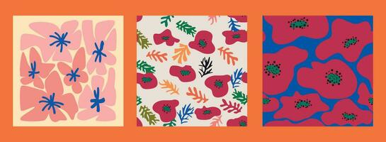 modern modieus matisse bloem minimaal stijl. reeks van 3 matisse geïnspireerd muur kunst affiches, brochure, folder Sjablonen vector