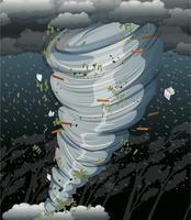 Een cycloonwerveling in donkere storm vector