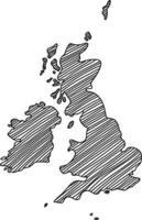 doodle uit de vrije hand schets van de kaart van Groot-Brittannië vector