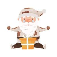 kerstman met geschenkdoos vector