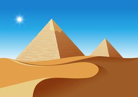 Een woestijnscence met piramides vector