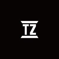 tz-logomonogram met ontwerpsjabloon in pilaarvorm vector