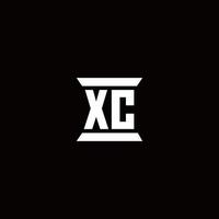 xc-logomonogram met ontwerpsjabloon in de vorm van een pilaar vector