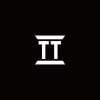 tt-logo monogram met ontwerpsjabloon in pilaarvorm shape vector