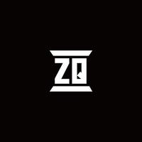 zq logo monogram met pilaarvorm ontwerpen sjabloon vector