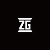 zg logo monogram met pilaarvorm ontwerpen sjabloon vector