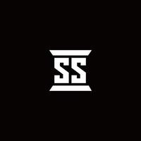 ss-logo-monogram met ontwerpsjabloon in pilaarvorm vector