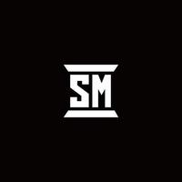 sm logo monogram met pilaarvorm ontwerpen sjabloon vector
