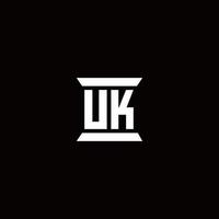 uk logo monogram met pilaarvorm ontwerpen sjabloon vector