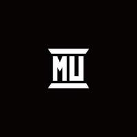 mu logo monogram met pilaarvorm ontwerpen sjabloon vector