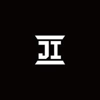 ji-logo-monogram met ontwerpsjabloon in pilaarvorm vector