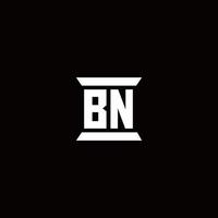 bn logo monogram met pilaarvorm ontwerpen sjabloon vector