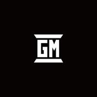 gm logo monogram met pilaarvorm ontwerpen sjabloon vector