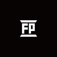 fp logo monogram met pilaarvorm ontwerpen sjabloon vector
